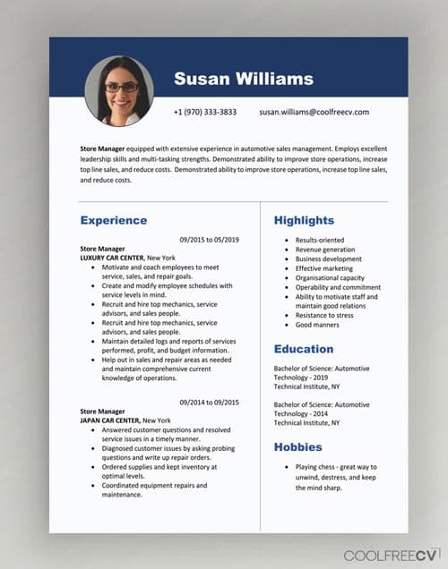CV Finance Manager